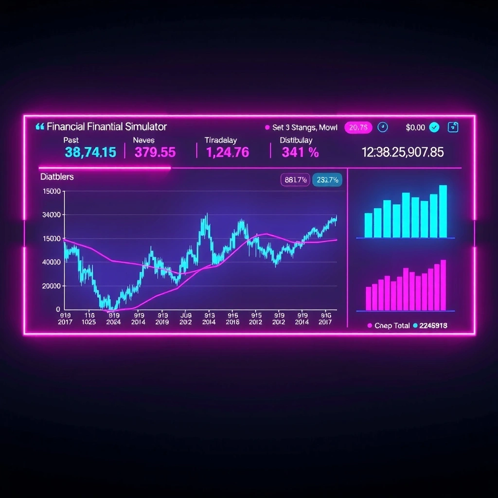 Simulador Financiero Avanzado - Dashboard con indicadores neón